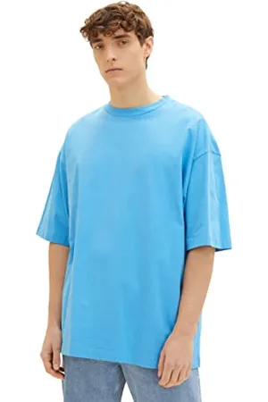 TOM TAILOR Herren Oversize Basic T-Shirt, rainy sky blue, XS