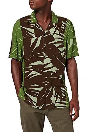 Desigual Mens CAM_ANTO Button Down Shirt, Green, S