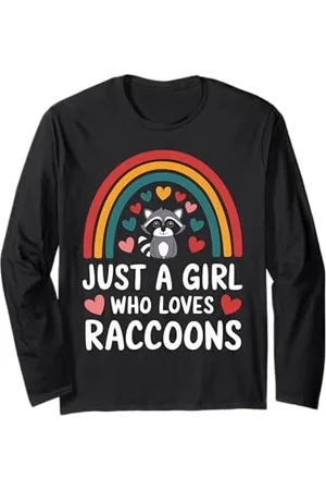 Graphic 365 Waschbär-Liebhaber, Regenbogenherz, nur ein Mädchen, das Waschbären liebt Langarmshirt