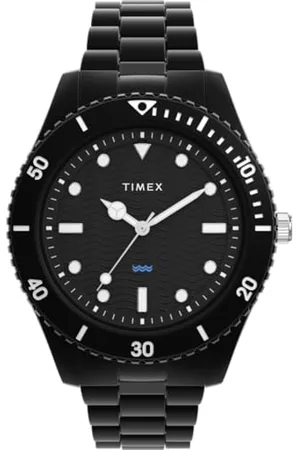 Timex Trend Herren-Armbanduhr, 42 mm, schwarzes Armband aus #Tide Ocean Material, schwarzes Ziffernblatt, Gehäuse TW2Y04500