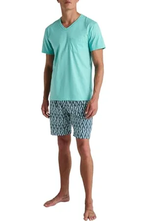 Calida Relax Imprint Kurz-Pyjama Herren, aus 100% Baumwolle, pflegeleicht, elastisch und formstabil, in Single Jersey