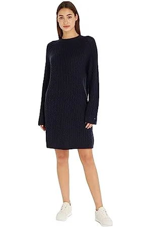 Tommy Hilfiger Damen Kleid Soft Wool C-Neck Langarm, , XXL