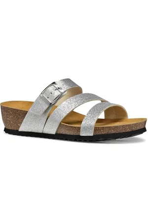 Geox Damen D New STHELLAE A Flat Sandal, Silver, 36 EU