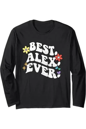 Personalized Name Mothers Day outfit For Women Retro Groovy Best Alex Ever Vorname Muttertag Mädchen Langarmshirt