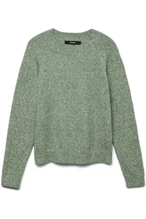 VERO MODA Strick Pullover Meliert Basic Rundhals Jumper Langarm Sweater Regular Fit RIPP Raglan VMDOFFY