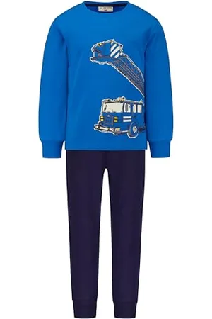 Salt & Pepper Jungen Pyjama mit Feuerwehr Druck leuchtet im Dunkeln Pyjamaset, , 104 cm-110 cm