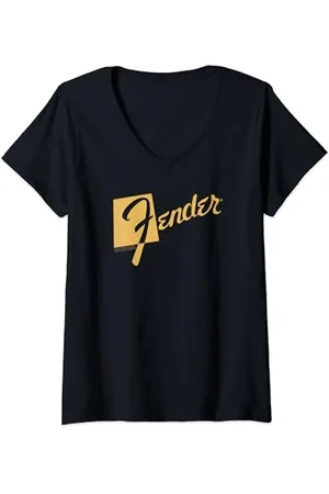 Fender Retro Text Logo T-Shirt mit V-Ausschnitt
