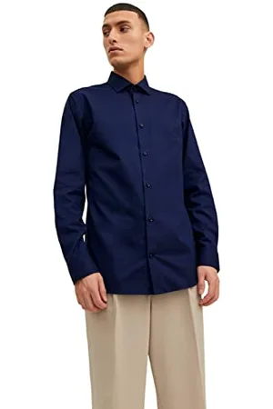 JACK & JONES Herren Freizeit Hemd JPRBLAPARKER Slim Fit Schwarz Blau XS-XXL, Größe:XS, Farbe:Perfect Navy Slim FIT 12227385