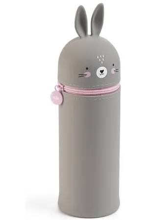 Miquelrius Back2Fun 2-in-1 Federmäppchen, ausziehbar, aus weichem Silikon, mit Reißverschluss, für die Schule, Schreibtisch oder Rucksack, lustiges Hasen-Design,