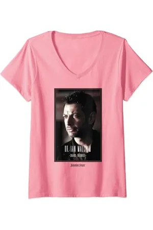 Jurassic Park Dr. Ian Malcolm Chaos Theorist T-Shirt mit V-Ausschnitt