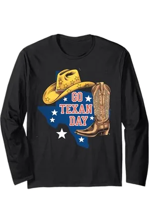Graphic 365 Texas Independence Day Cowboyhut Stiefel TX Patriotisch Langarmshirt