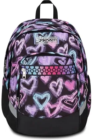 7 for all Mankind Ergonomischer Schulranzen, Tornister für Schule Sport Freizeit, Schulrucksack für Kinder Mädchen und Jungen, mit Trinkflaschenfach, gepolstert, nachhaltig, mit Herzen