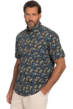 JP 1880 Herren, Halbarm, Allover Print, Buttondown-Kragen, Modern Fit Hemden, , 56