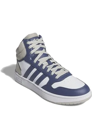 adidas Herren Hoops 3.0 Mid Lifestyle Basketball Classic Vintage Shoes Schuhe, Cloud White/preloved Blue/Putty Grey, 36 EU