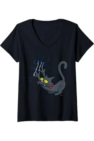 The Simpsons Damen Snowball 2 Scratching Pet Cat Parent T-Shirt mit V-Ausschnitt