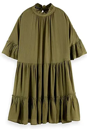 Scotch&Soda Damen Short with Ruffle Sleeve Detail Casual Dress, Army Green, 36