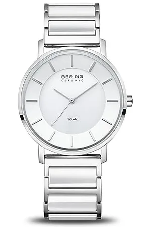 Bering Damen Analog Solar Uhr mit Edelstahl Armband 19535-754