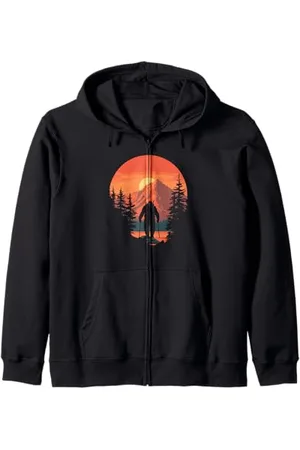 Sasquatch Garage Hiking Sasquatch at Sunset Retro Bigfoot Mountains & Sun Kapuzenjacke