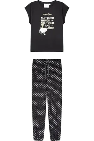 Women secret Damen Long Pyjama Multilicense Happy Snoopy Pyjamas, , 36