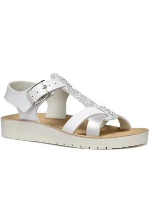 Geox J COSTAREI GI Sandal, White/Silver, 36 EU