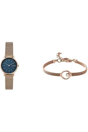 Skagen Damenuhr Signatur Lille Zweizeiger, 30mm Gehäusegröße Damenarmband aus Edelstahl Mesh ELIN