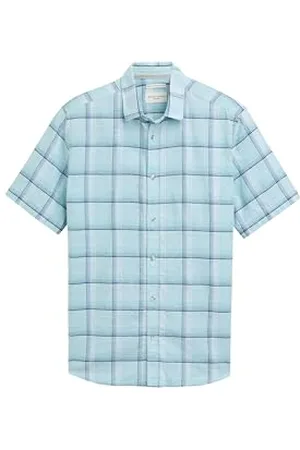 TOM TAILOR Regular Fit Kurzarmhemd mit Leinenanteil, Hazy Coral Rose Chambray, M