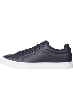 Tommy Hilfiger Herren Court Sneaker Icon Flag Essential aus Leder, Blau (Desert Sky), 46