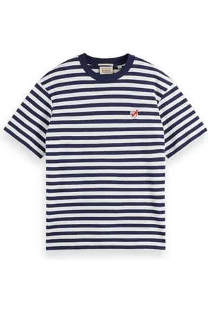 Scotch&Soda Damen T-Shirt Core - The Free Spirit Peace Bird Striped T-Shirt, ,XL