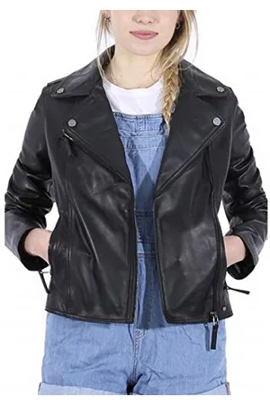 Oakwood Damen Jacke Echtleder 62086, Schwarz-Schwarz, Herstellergröße: XL