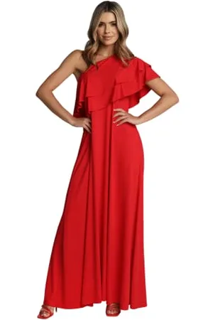 Madnezz Damenkleid Gio, Maxi-Länge, EIN-Schulter, Farbe, Größe M