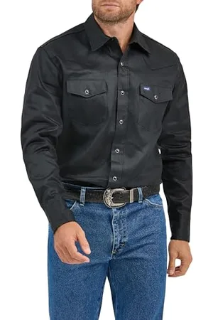 Wrangler Herren Westernhemd, Cowboy-Schnitt, Zwei Taschen, langärmelig, mit Druckknöpfen - - Groß
