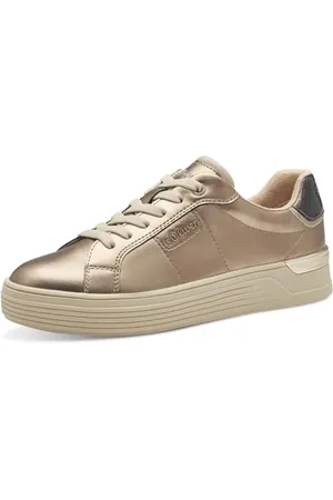 QS by s.Oliver Damen Sneaker flach Low Top Elegant, Gold , 37 EU