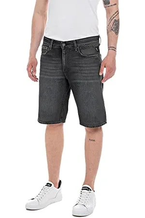Replay Herren Jeans Shorts Grover Straight-Fit Bio, (Grau), 31W