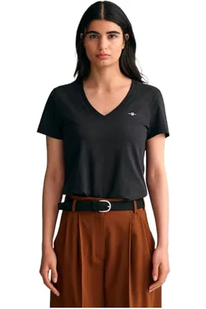 GANT Damen Reg Shield V-Neck T-Shirt, , XS EU