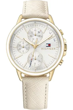 Tommy Hilfiger Multi Zifferblatt Quarz Uhr für Damen mit Beiges Lederarmband - 1781790