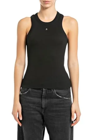 Replay Damen Tank Top Gerippt, Schwarz (Black 098), S