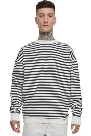 Urban classics Herren Sweatshirt Striped Crewneck, lässiges Sweatshirt für Männer, Gestreift, Rundhals, , M