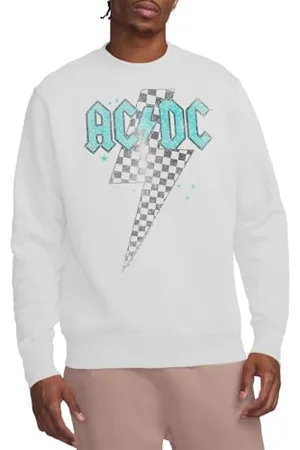 AC/DC Unisex Skewed Checkerboard Bolt Crew Sweatshirt, , L