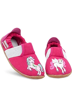 Giesswein Hausschuh Sommerach - Slim Fit - Mädchen Schuhe mit Gummizug, Slipper mit Rutschfester Sohle, Kinder Hausschuhe aus Baumwolle