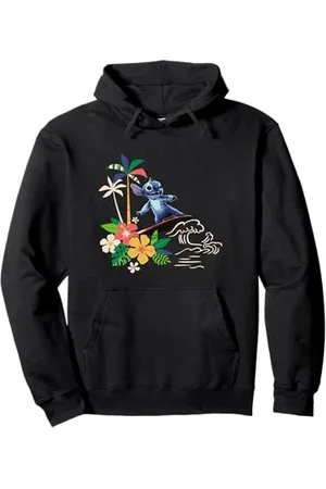 Disney Lilo & Stitch Surfing Stitch Vintage Floral Logo Pullover Hoodie