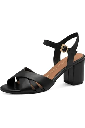Marco Tozzi Damen Sandalen mit Absatz aus Leder Elegant, (Black), 37 EU