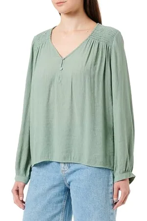 QS by s.Oliver Damen Bluse Langarm Green 36