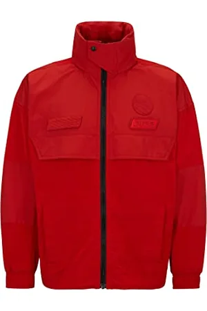 HUGO BOSS Herren Ostoner Oversized Jacke mit Reißverschluss und Details im Rennsport-Stil Rot 46