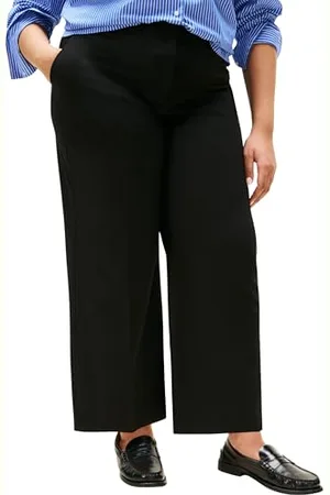 Tommy Hilfiger Damen Stoffhose Stretch Crop Wide Leg, Schwarz (Black), 54