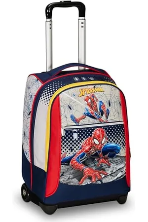7 for all Mankind Spider Man Schultrolley Big, Rot und Grau, Doppelfach, Trinkflaschentasche und Crossover System, Schulrucksack für Reisen, , Taglia Unica, schultrolley