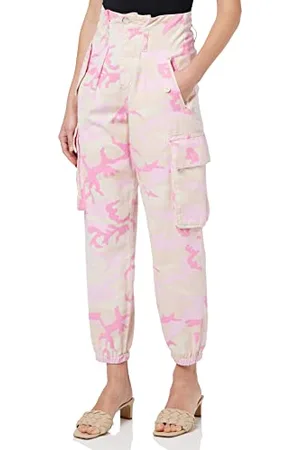 Pinko Damen Fitness Cargo Bull Camouflage Hose, Nn7_Mult.Nude/Rosa, 50