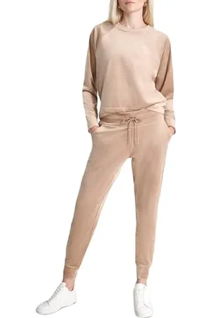 DKNY Damen Rhinestone Logo Velour Jogger Sweatpants, , M