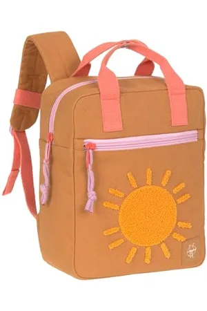 LÄSSIG Kindergartenrucksack mit Brustgurt Kindertasche wasserabweisend/Little One & Me Square Backpack Small caramel