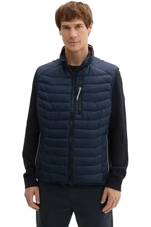 TOM TAILOR Herren 1042631 Hybrid Steppweste mit Stehkragen, 10668-Sky Captain Blue, M