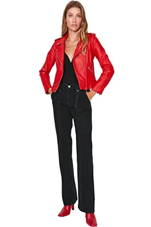 Trendyol Damen Herren Hoher Bund Weites Bein der 90er Jeans, Anthrazit, 38 EU